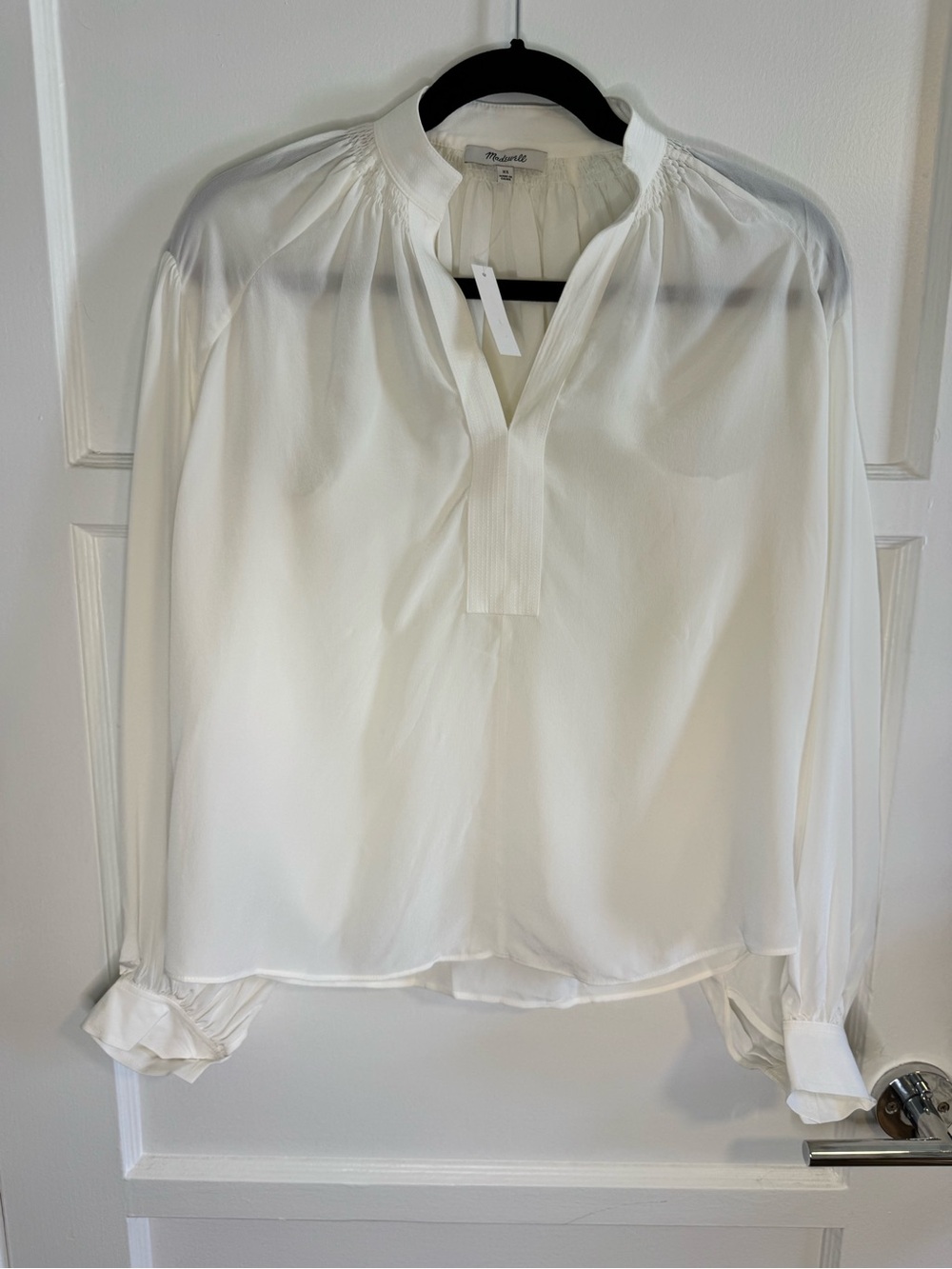 NWT Madewell 100% Silk Ivory White Blouse XS $148